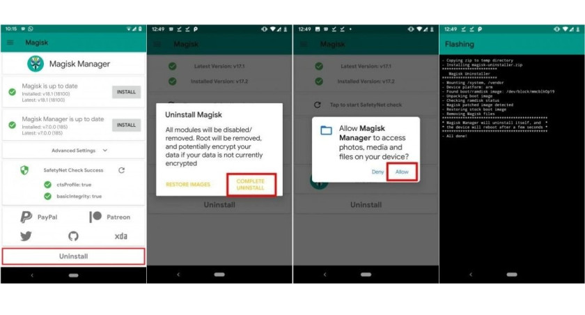 Unroot Android with Magisk