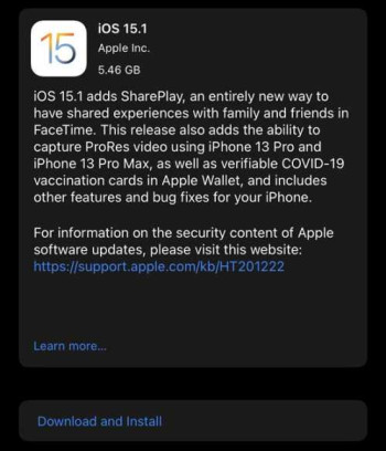 Apple iOS 15.1