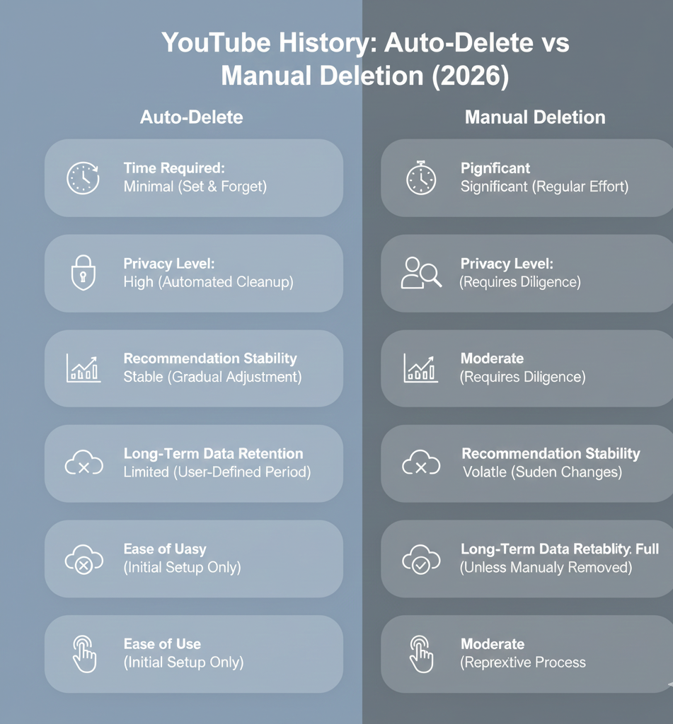 Auto-Delete vs Manual YouTube History Deletion