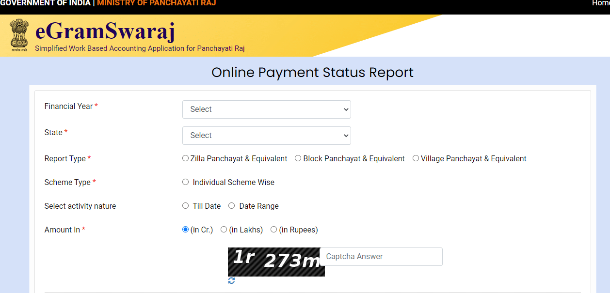 How To Check Online Payment Status Report On eGramswaraj.Gov.In Login?