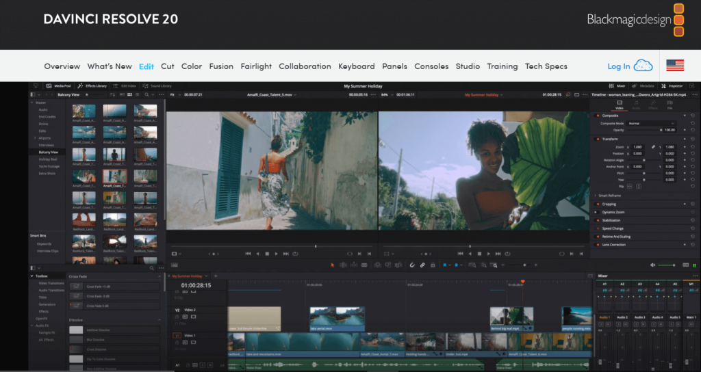 davinci resolve Edit Page