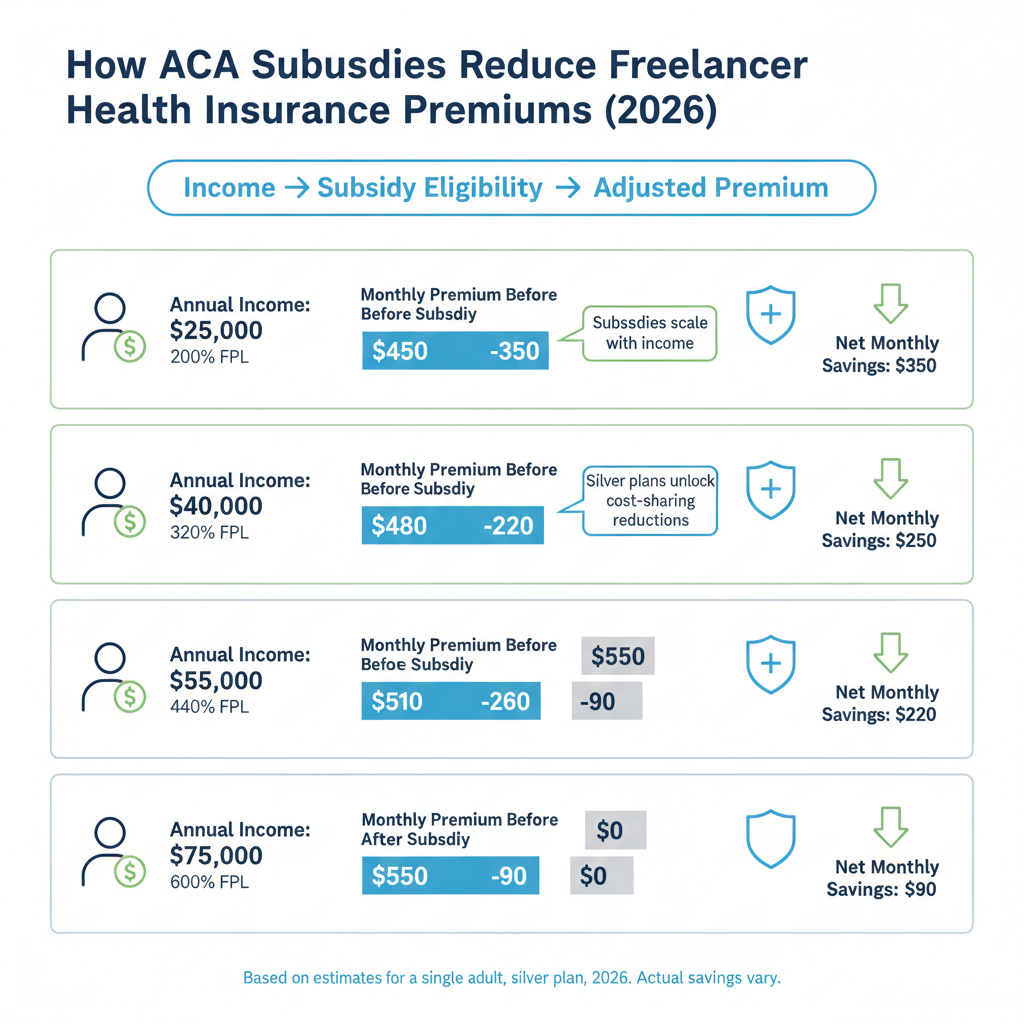 How ACA Subsidies Reduce Freelancer Health Insurance Premiums
