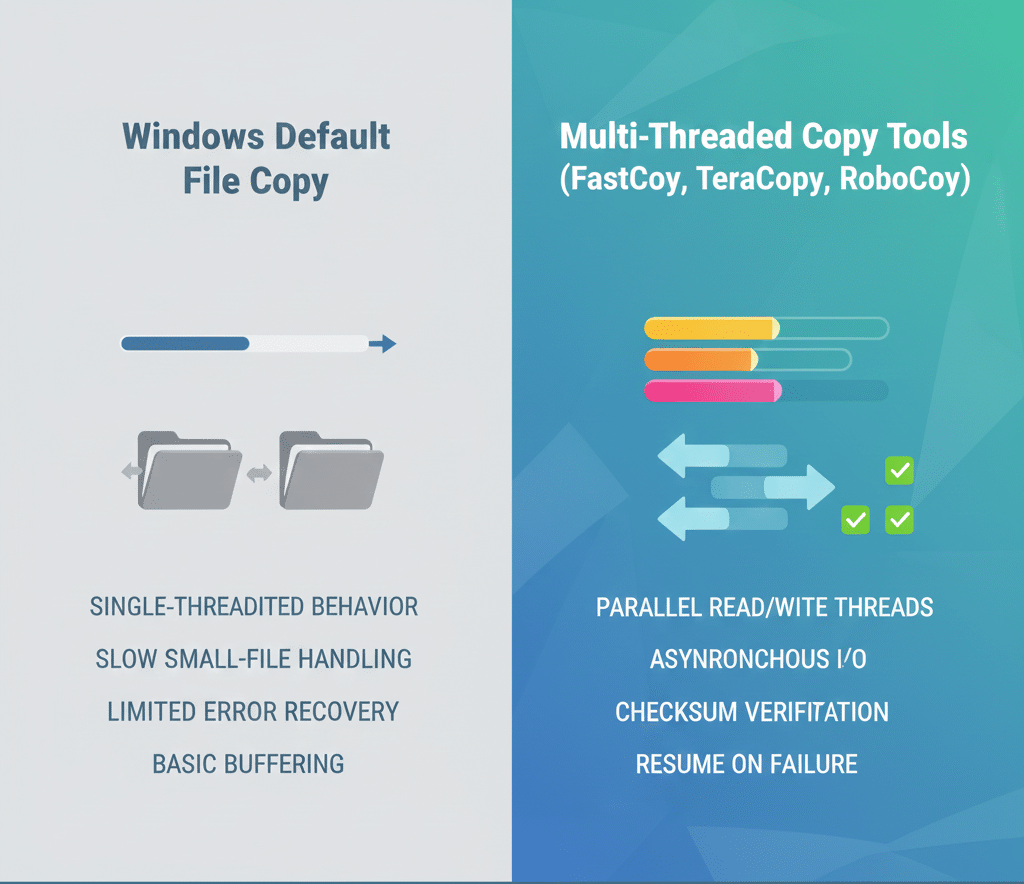 Windows File Copy vs Multi-Threaded Copy Tools Performance Comparison