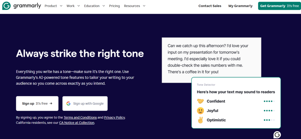 grammarly Tone Detection