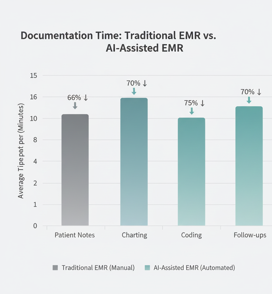 Clinical Documentation Time Before vs After AI-Powered EMRs