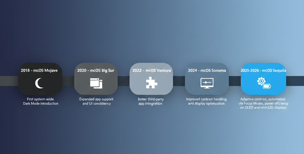 Evolution of macOS Dark Mode From Mojave to Sequoia (2018–2026)