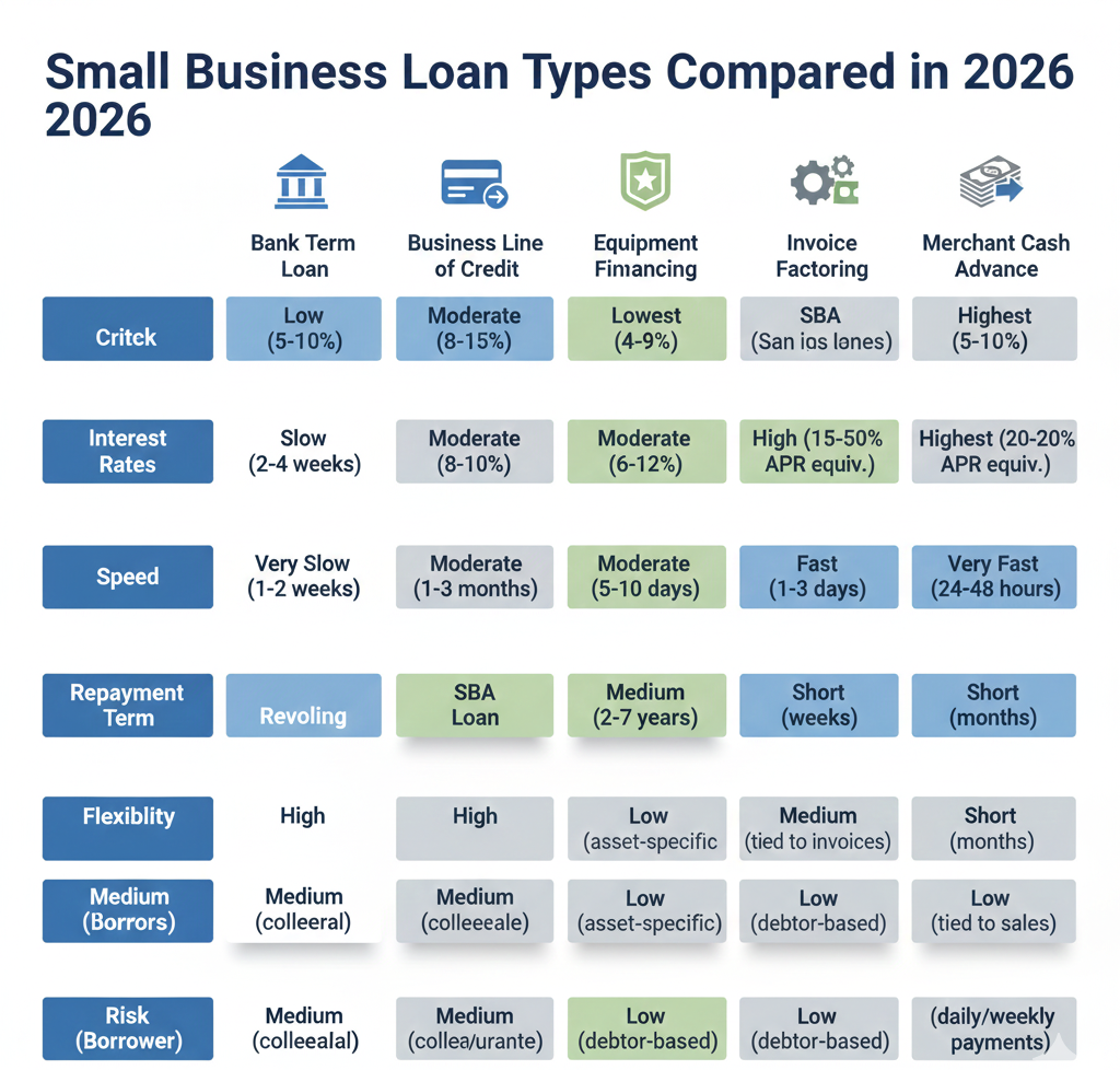 Small Business Loan Types Compared in 2026