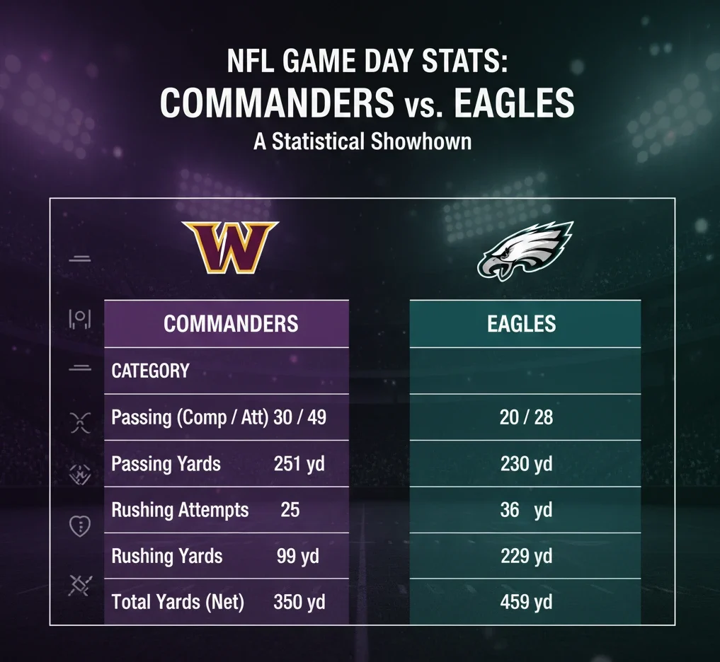 philadelphia eagles vs washington commanders match player stats