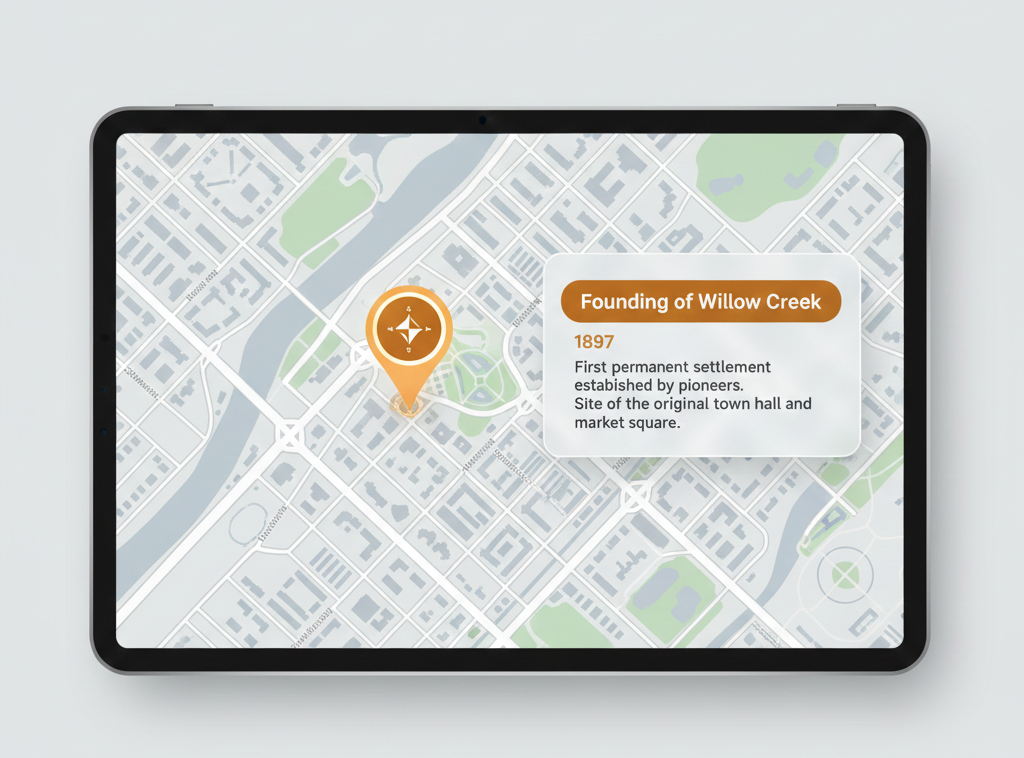 Example of a Historical Event Overlay on a Location-Based Map