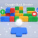 Google Block Breaker game screenshot showing colorful blocks, paddle, and ball in action