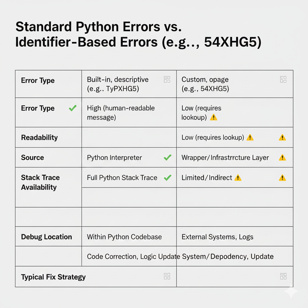 Standard Python Errors vs Identifier-Based Error