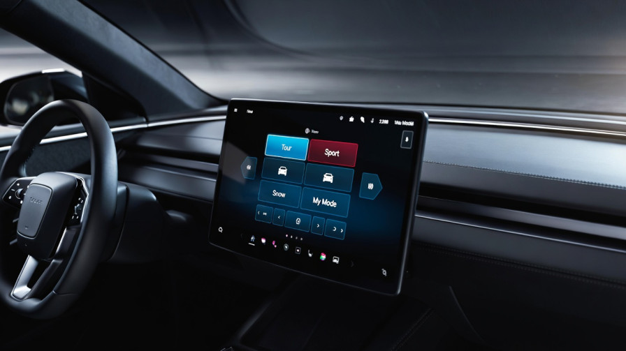 Cadillac LYRIQ infotainment screen showing driving mode selection options including Tour Sport and My Mode