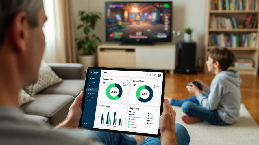 Alt Text: Family using QuikConsole.com parental controls to manage children's gaming screen time across devices