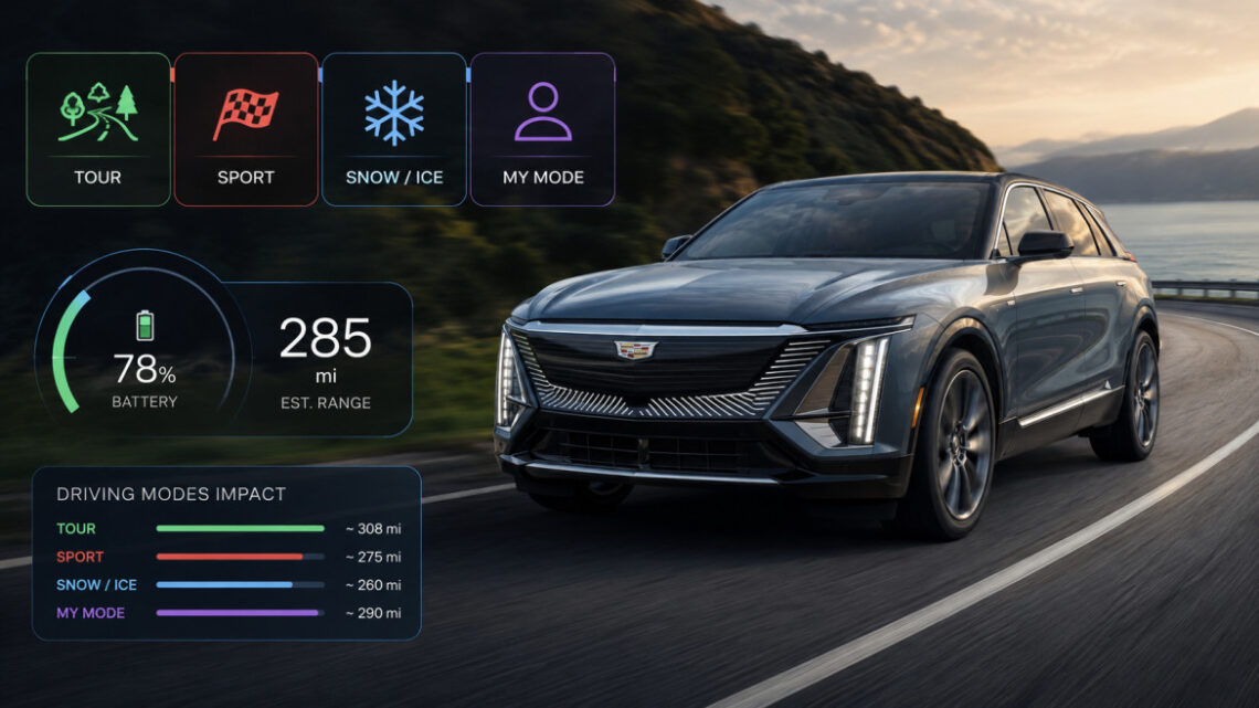 Do the Driving Modes in Cadillac Lyriq Offer Different Ranges or Battery Usages?